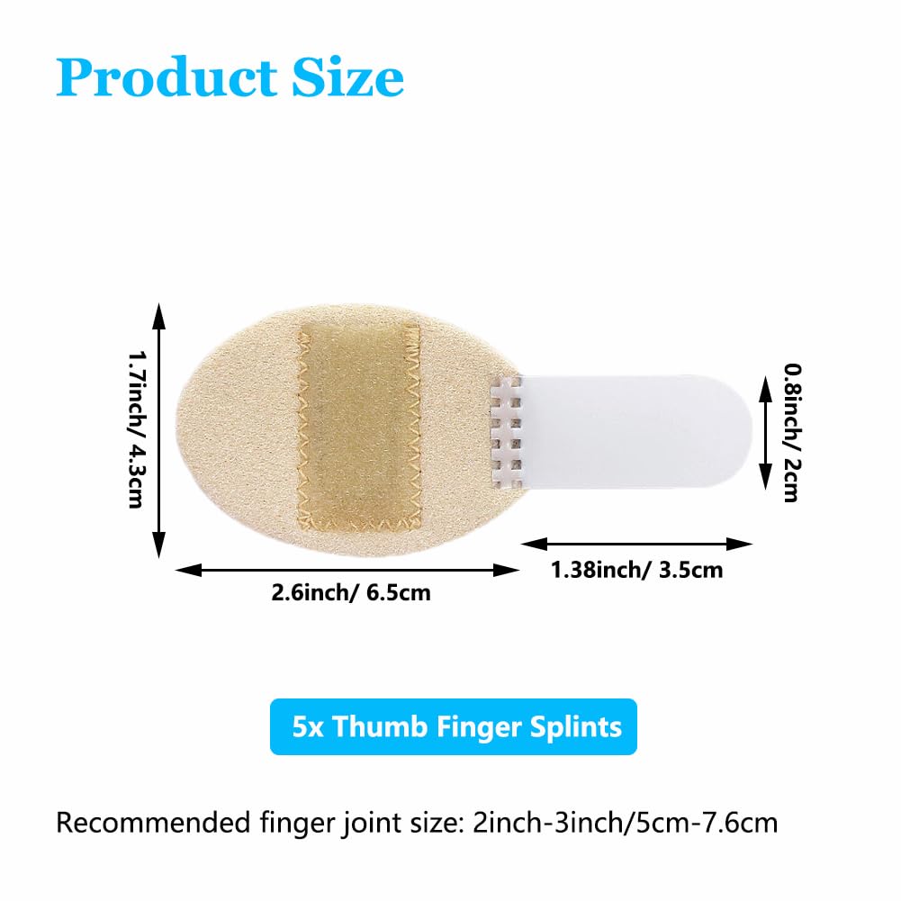 5PCS Thumb & Finger Splints | Lightweight Adjustable Finger Brace for Pain Relief, Sprains, Trigger Finger, Arthritis & Tendonitis Support