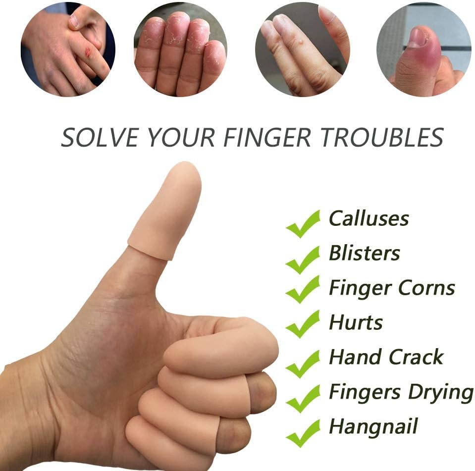 Soft Silicone Finger Sleeves | Cuttable & Stretchable | Finger Tip Protector | Washable Reusable Finger Guards – 1.5cm x 4cm