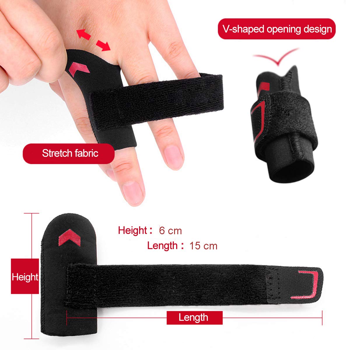 Adjustable Finger Splint with V-Shaped Opening | Stretch Fabric Finger Brace for Trigger Finger, Tendonitis, Joint Pain Relief – Universal Fit for Men & Women