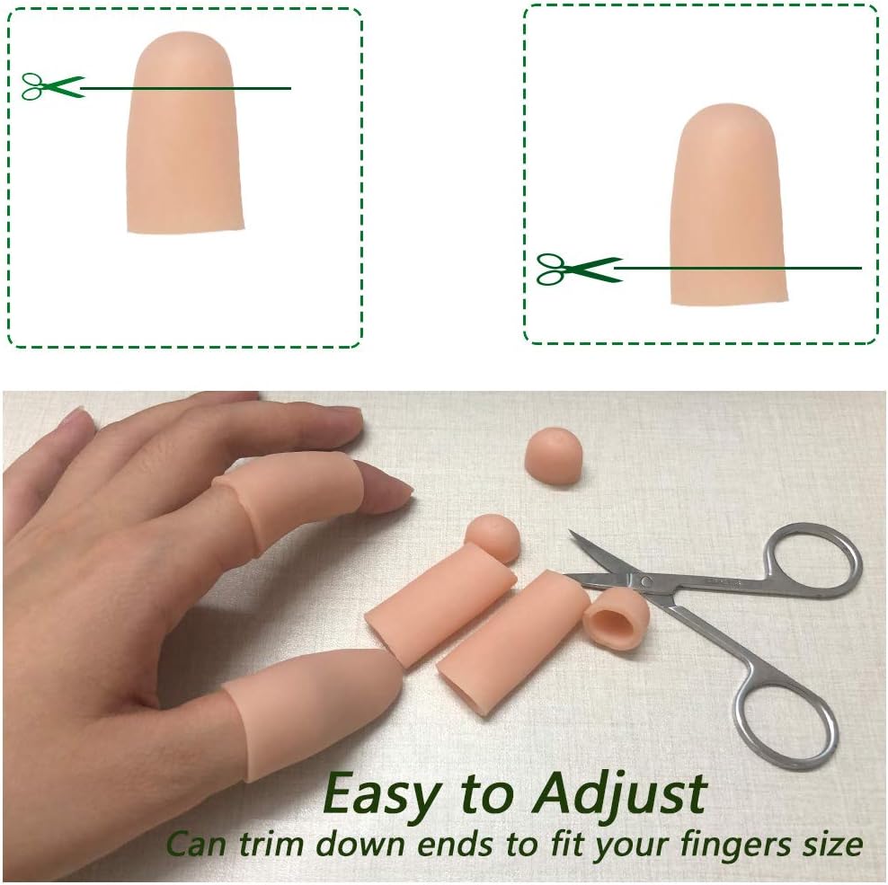 Soft Silicone Finger Sleeves | Cuttable & Stretchable | Finger Tip Protector | Washable Reusable Finger Guards – 1.5cm x 4cm