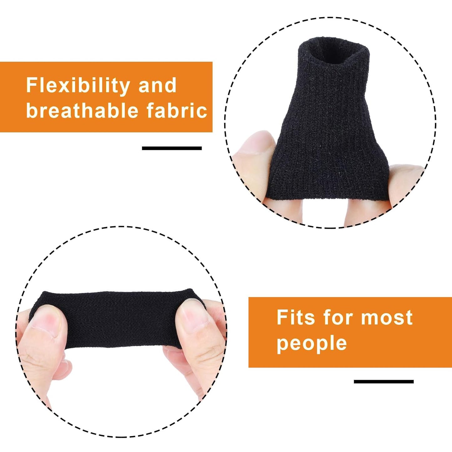 Elastic Finger Support Sleeves | Compression Finger Braces | Sports Finger Wraps | Black Finger Joint Protectors – 10 Pack