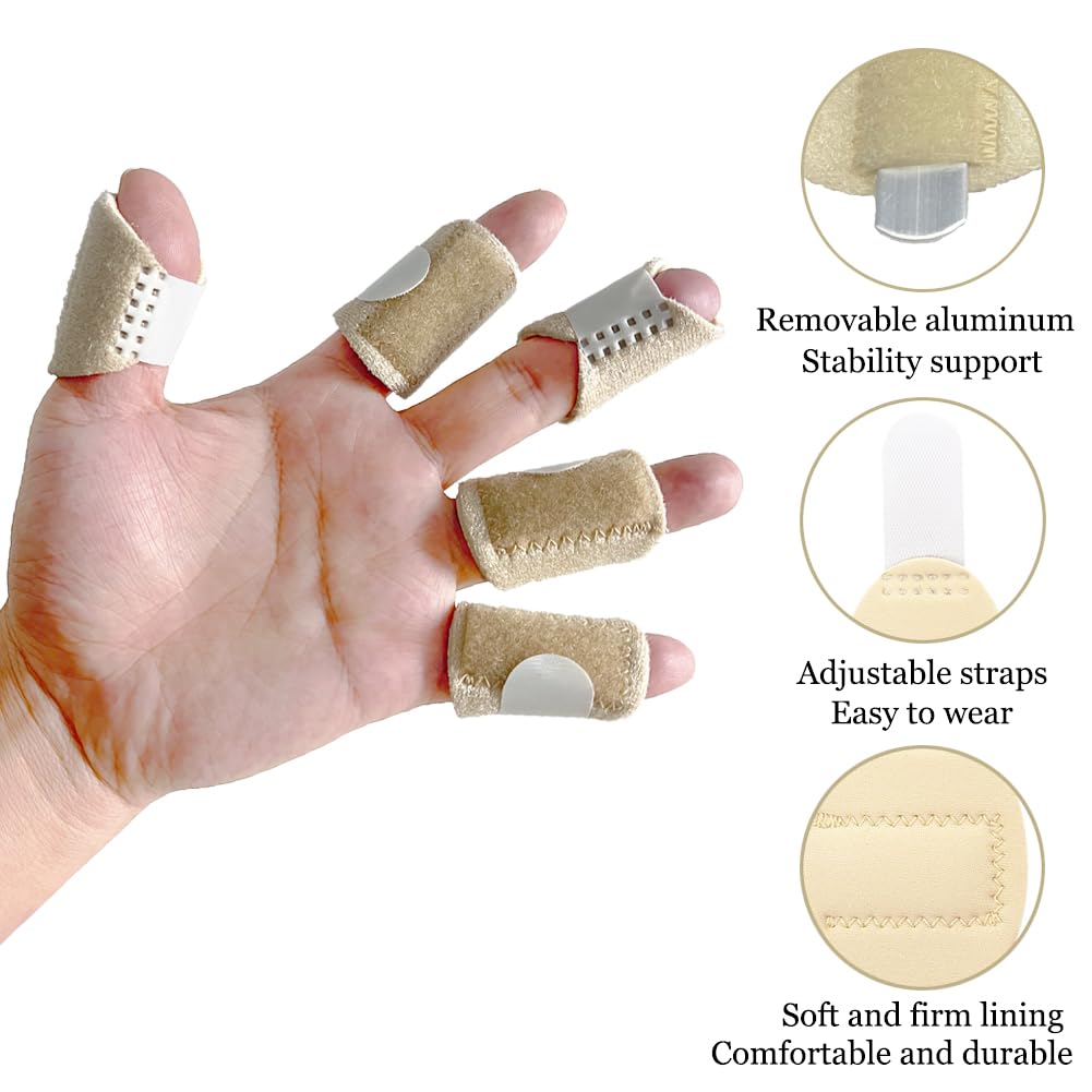 5PCS Thumb & Finger Splints | Lightweight Adjustable Finger Brace for Pain Relief, Sprains, Trigger Finger, Arthritis & Tendonitis Support