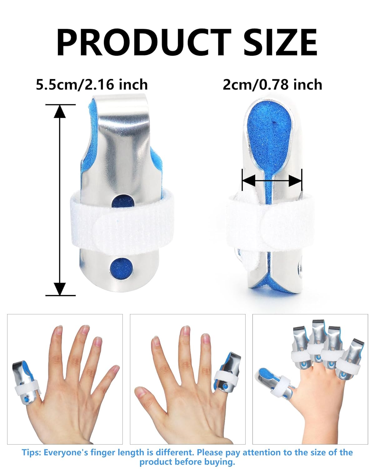 Adjustable Metal Finger Splint – Support Brace for Index, Middle & Ring Fingers