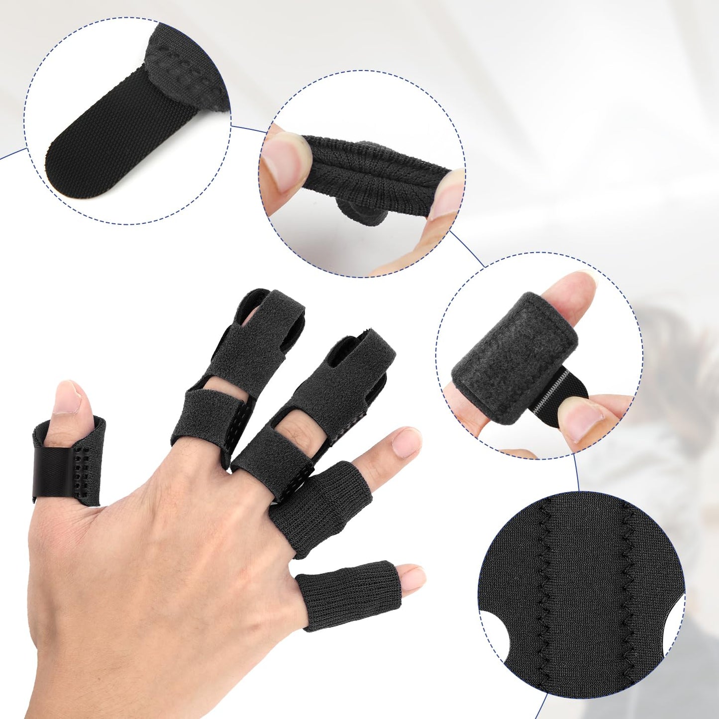 Sports Finger Protection Brace Kit – 9PCS Adjustable Finger Splints and Wraps for Volleyball, Basketball, Training Support, Sprain Recovery