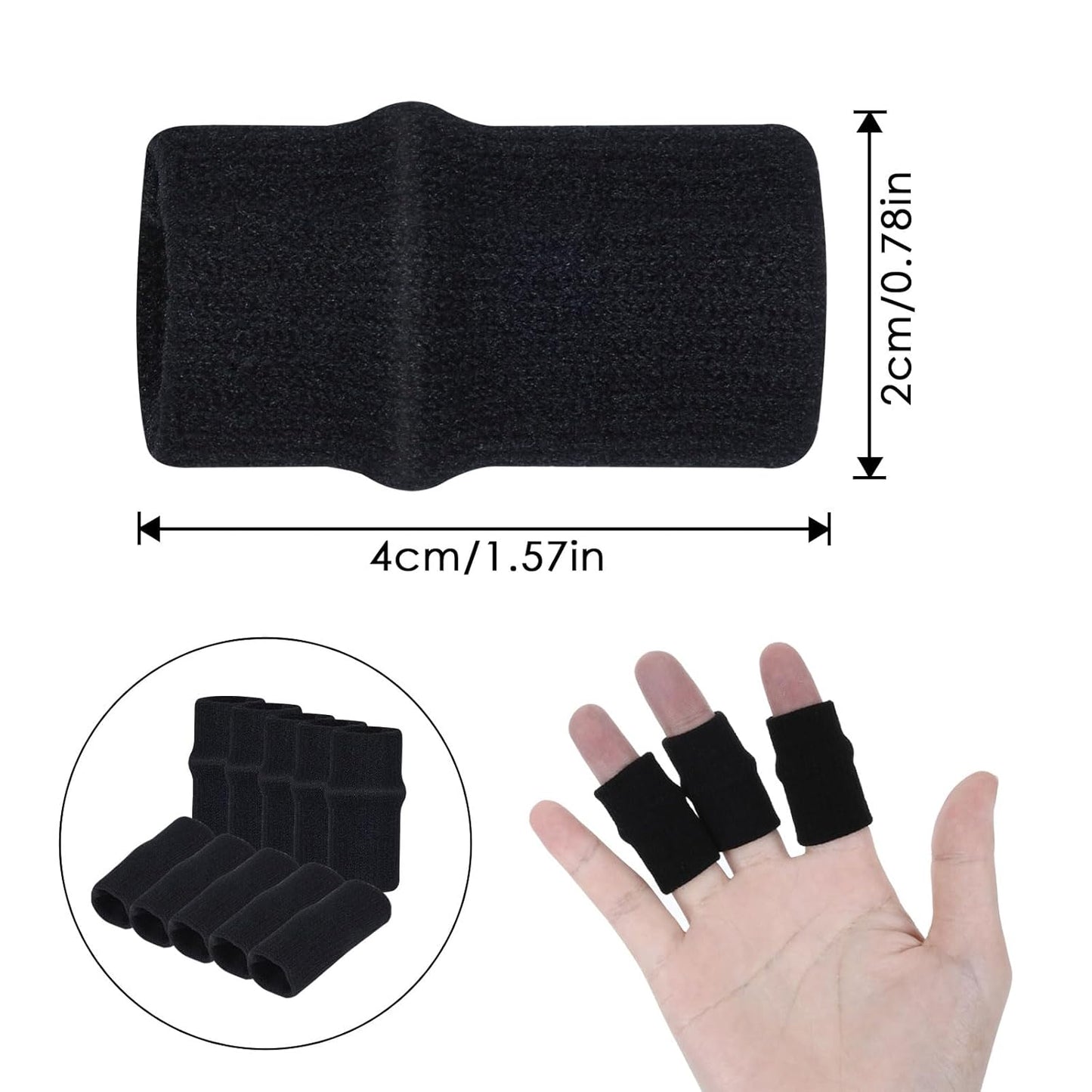 Elastic Finger Support Sleeves | Compression Finger Braces | Sports Finger Wraps | Black Finger Joint Protectors – 10 Pack