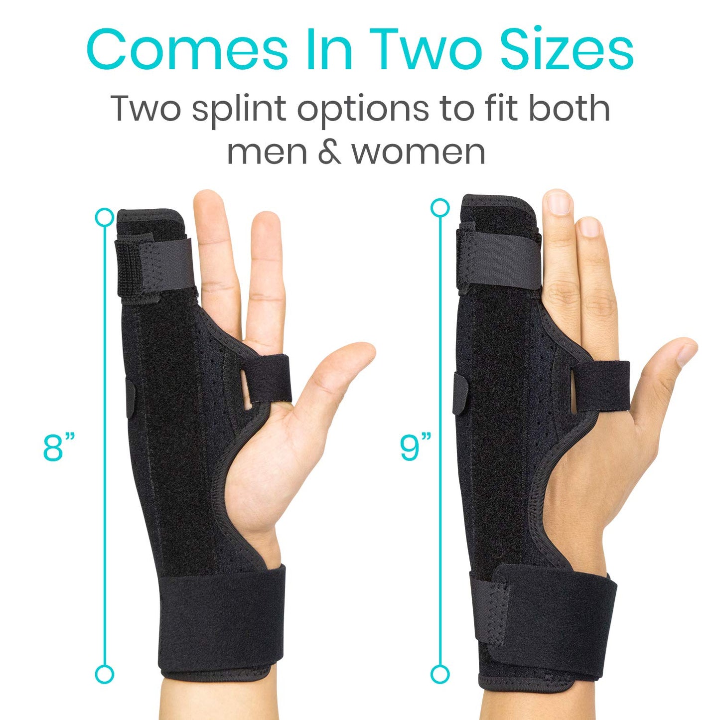 Universal Finger Splint with Thumb and Wrist Support – 8" & 9" Sizes for Men & Women – Pain Relief for Tendonitis, Trigger Finger, Arthritis, Sprains, and Post-Surgery Recovery