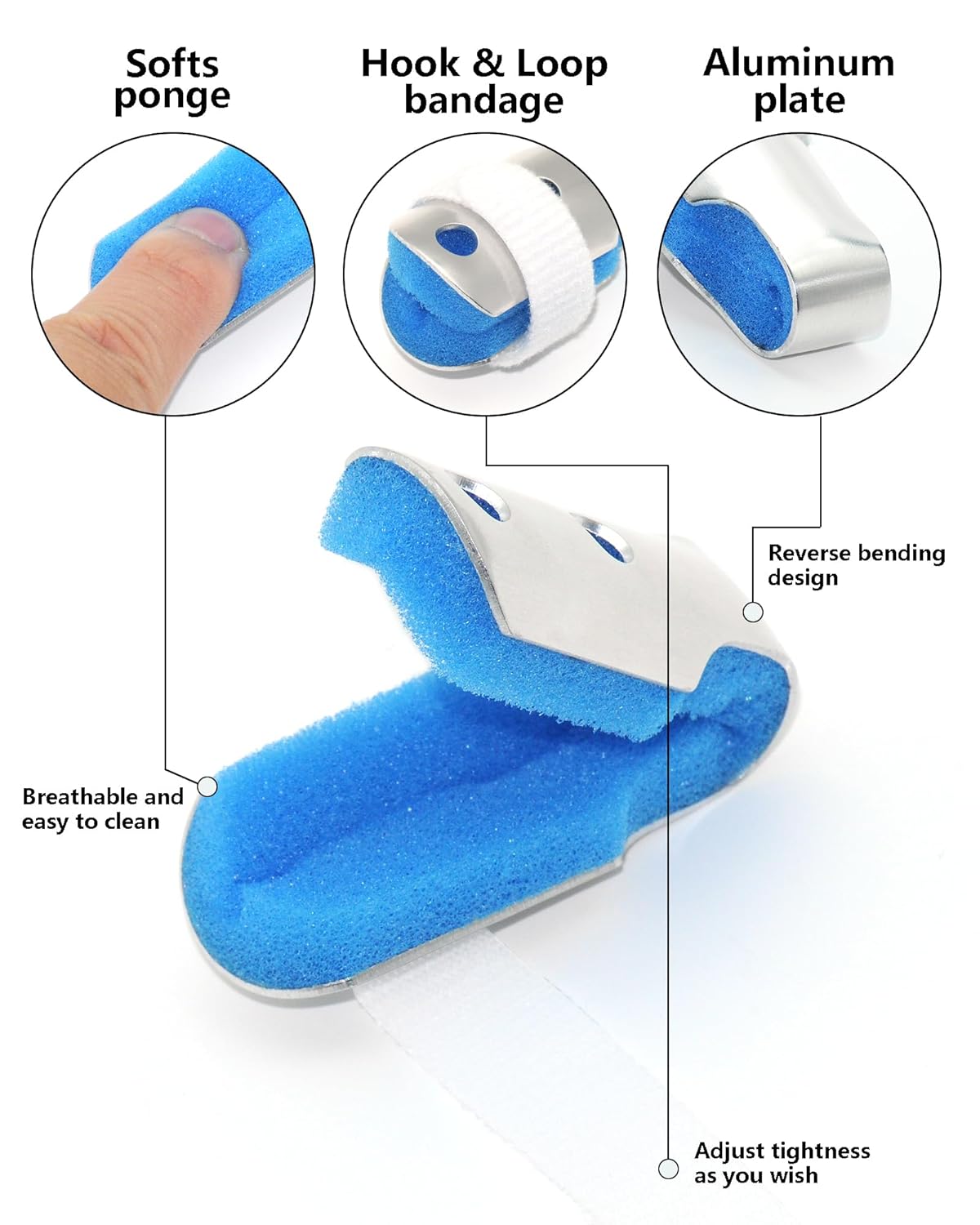 Adjustable Metal Finger Splint – Support Brace for Index, Middle & Ring Fingers