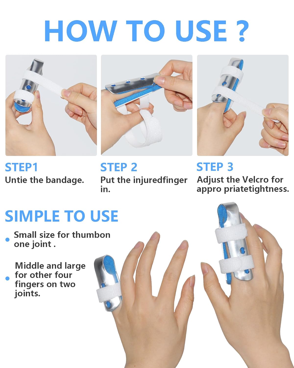 Adjustable Metal Finger Splint – Support Brace for Index, Middle & Ring Fingers