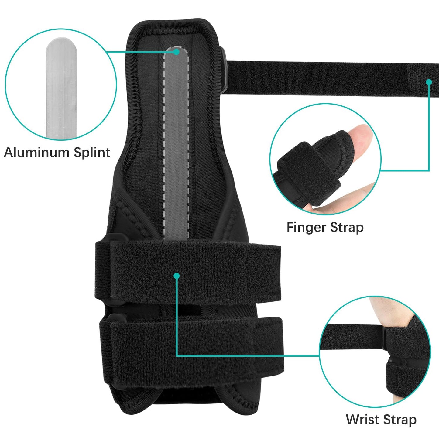Full Hand Finger Splint with Aluminum Support | Adjustable Finger, Palm & Wrist Straps | Trigger Finger, Tendonitis, Fracture Recovery Brace – Universal for Left & Right Hands