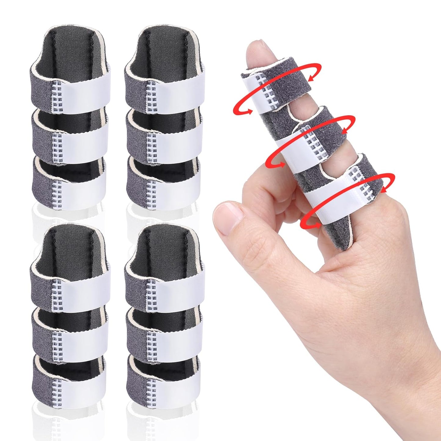 3-Strap Aluminum Finger Splint | Adjustable Finger Brace for Index, Middle & Ring Fingers | Finger Immobilizer Support