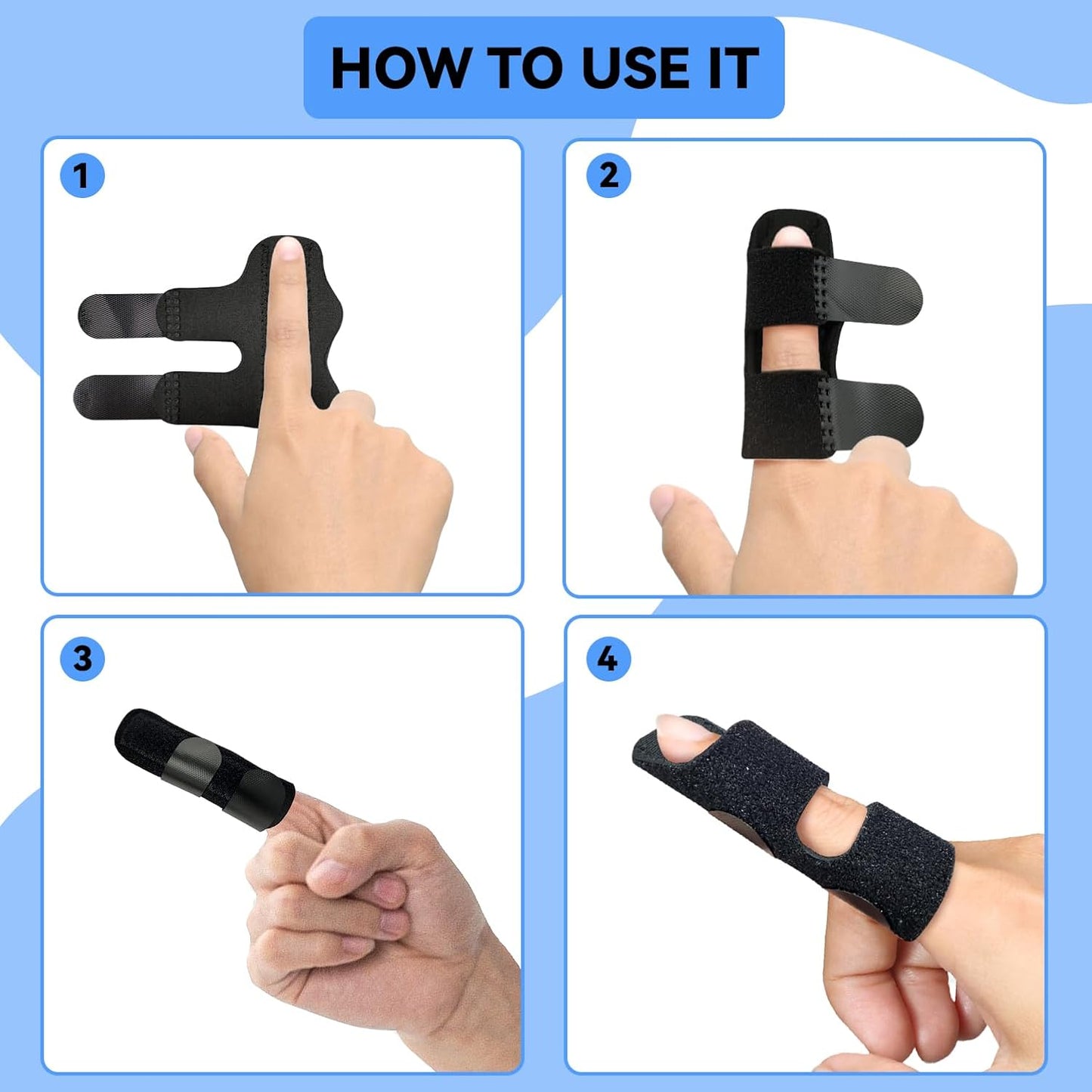 Adjustable Finger Splint for Index, Middle & Ring Finger – Trigger Finger, Tendonitis, Arthritis Support Brace