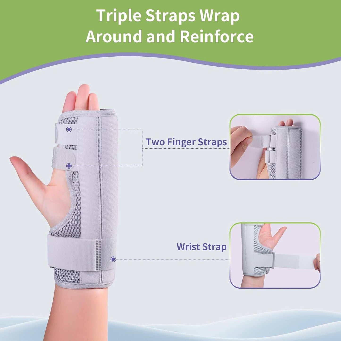 Breathable Finger Hand Brace with Aluminum Strip | Adjustable Wide Straps | Hand Wrist Support Splint for Injury Recovery & Pain Relief