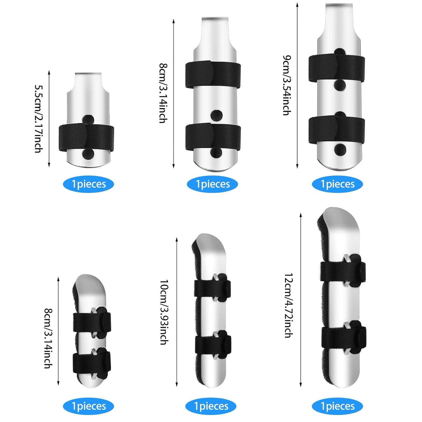 7-Piece Finger Splint Set | Aluminum Finger Brace Kit with Adjustable Straps – Multiple Sizes for Trigger Finger, Sprain, Arthritis, Fracture Recovery – Left & Right Hand Compatible