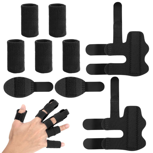 Sports Finger Protection Brace Kit – 9PCS Adjustable Finger Splints and Wraps for Volleyball, Basketball, Training Support, Sprain Recovery