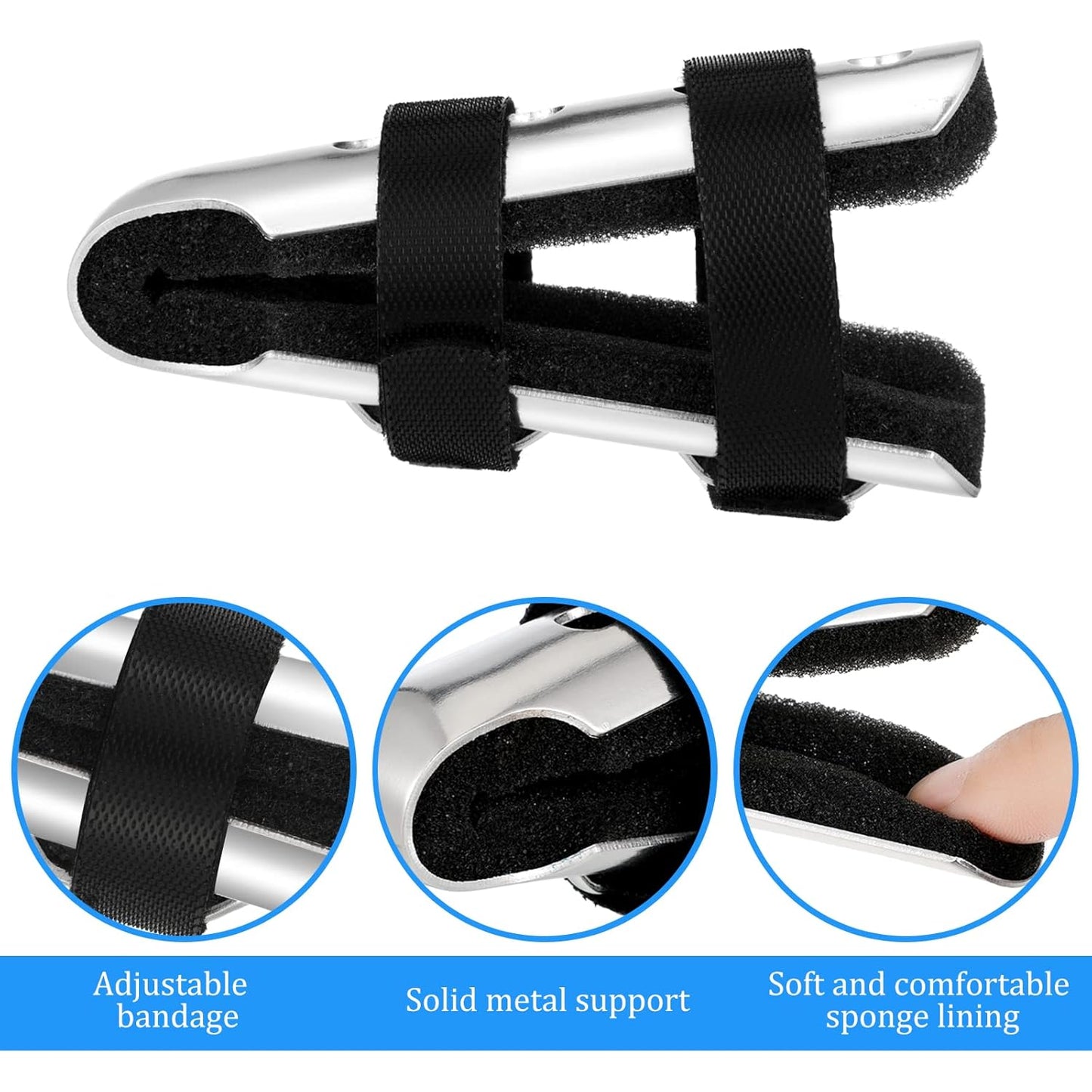 7-Piece Finger Splint Set | Aluminum Finger Brace Kit with Adjustable Straps – Multiple Sizes for Trigger Finger, Sprain, Arthritis, Fracture Recovery – Left & Right Hand Compatible