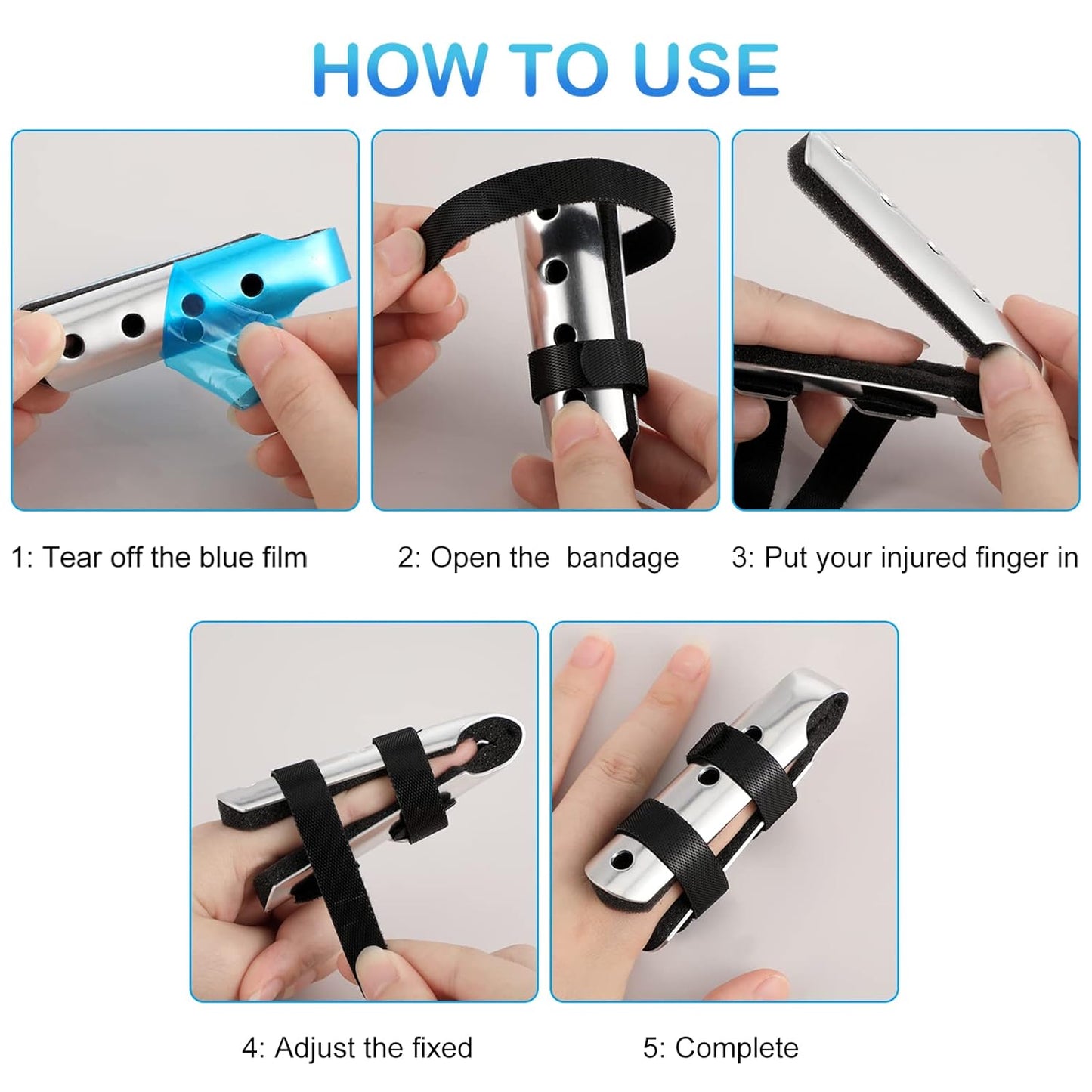 7-Piece Finger Splint Set | Aluminum Finger Brace Kit with Adjustable Straps – Multiple Sizes for Trigger Finger, Sprain, Arthritis, Fracture Recovery – Left & Right Hand Compatible