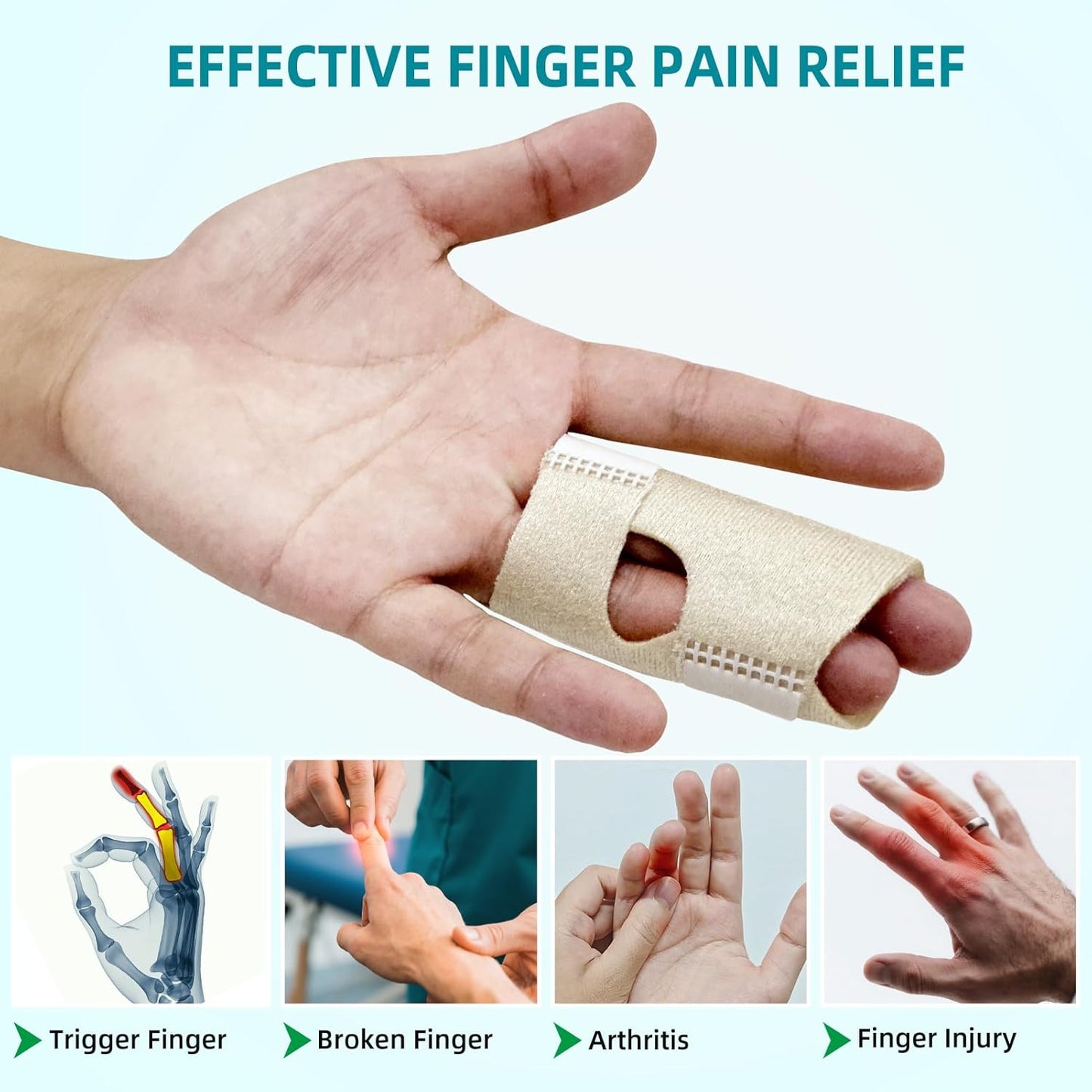 Adjustable Fabric Finger Splint – 2 Sizes Available for Trigger Finger, Arthritis & Finger Injury Recovery